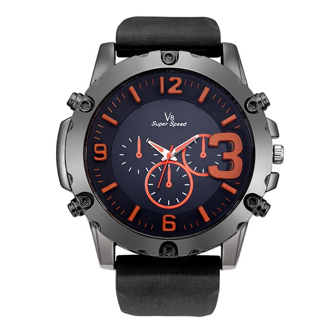 Ceas V6 Barbatesc Quartz Casual Elegant Orange, PN999288OE, curea din silicon, afisaj Analog