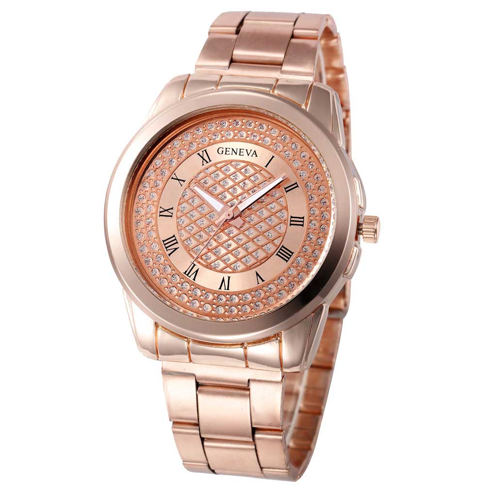 Ceas Geneva Unisex Quartz Casual Elegant Rose, PN999958RE, curea din metal (zale), afisaj Analog