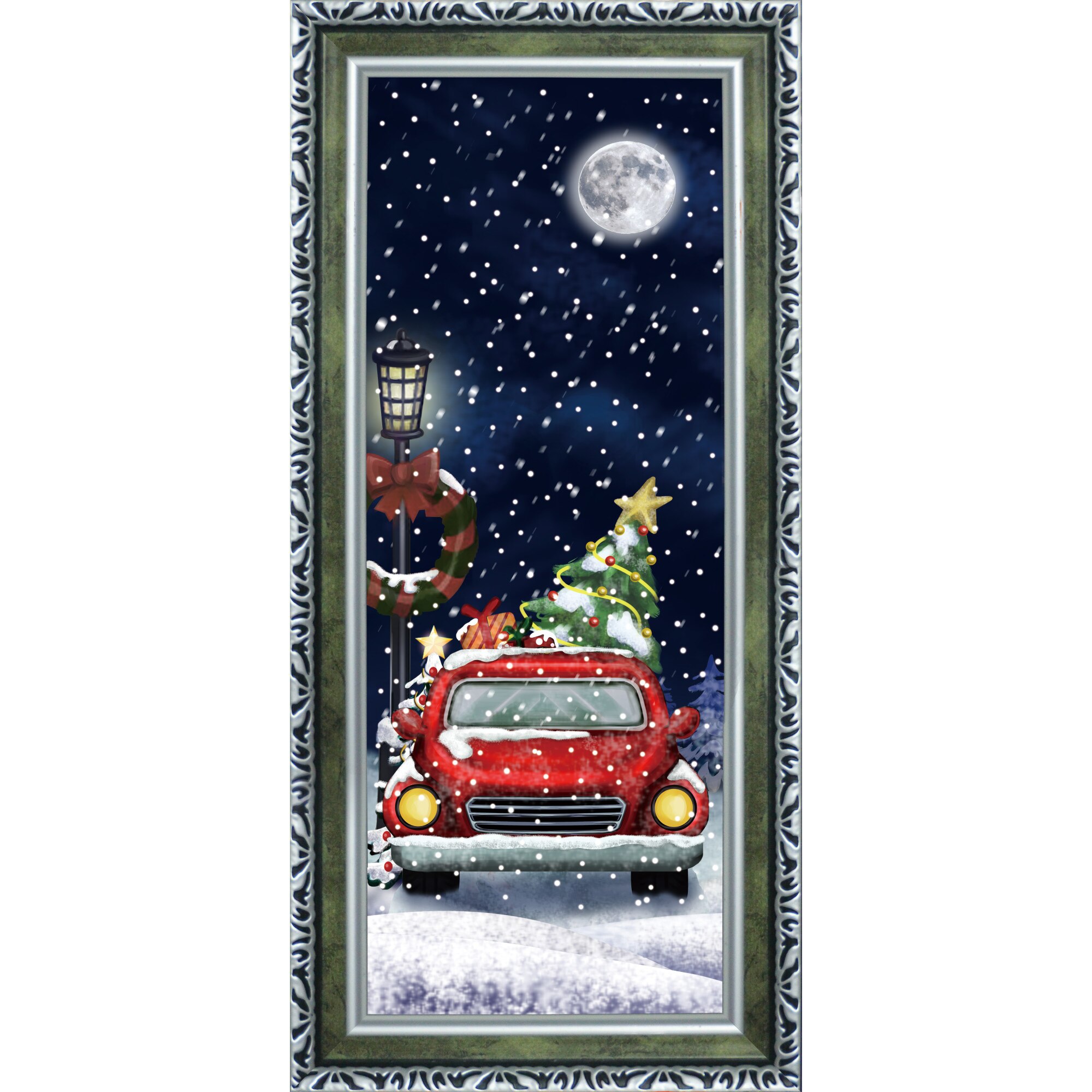 Felinar Muzical de perete cu led si zapada artificiala ,WB-010-G, 80cm