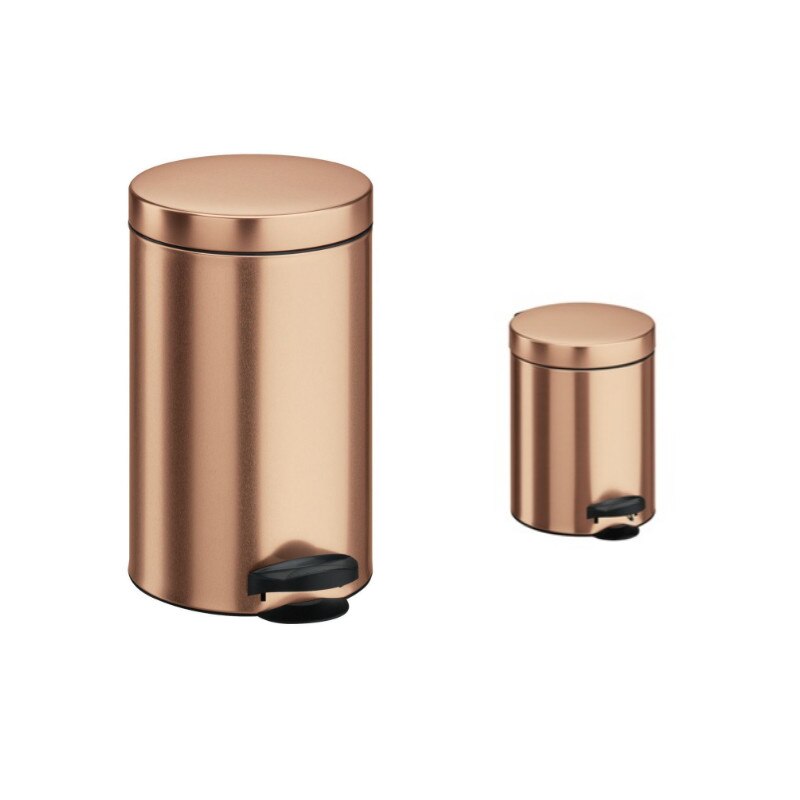 Set doua cosuri menajere metalice cu pedala 14L  5 L, Meliconi, Cupru