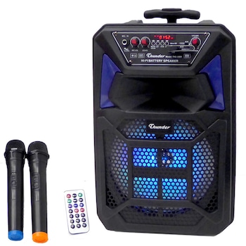 Karaoke Boxa Portabila Activa THUNDER THS-B801, 2 Microfoane wireless, Difuzor de 20 cm, Bluetooth, radio FM, slot USB, micro SD Karaoke Boxa Portabila Activa THUNDER THS-B801, 2 Microfoane wireless, Difuzor de 20 cm, Bluetooth, radio FM, slot USB, micro SD