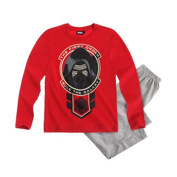 Pijama cu maneca lunga Star Wars rosu/gri, 116 cm, 6 ani Pijama cu maneca lunga Star Wars rosu/gri, 116 cm, 6 ani