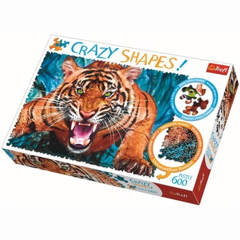 Puzzle Trefl, Fata in fata cu tigrul, 600 piese ciudate Puzzle Trefl, Fata in fata cu tigrul, 600 piese ciudate
