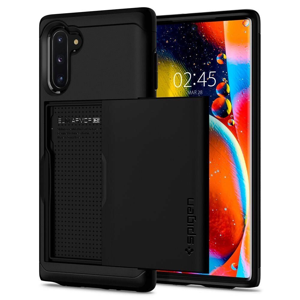 Husa Antisoc Spigen Slim Armor 'CS' pentru Samsung Galaxy Note 10, Buzunar Card, Negru