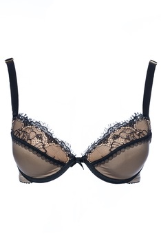 Sutien cu burete subtire din microfibra si dantela, din colectia frantuzeasca de Lux, Bon-Bon Muse, Gri/Negru, 70C Sutien cu burete subtire din microfibra si dantela, din colectia frantuzeasca de Lux, Bon-Bon Muse, Gri/Negru, 70C