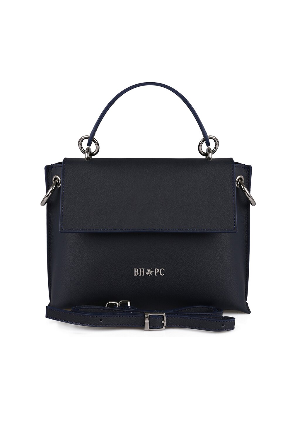 Beverly Hills Polo Club, Geanta din piele cu bareta de umar si maner detasabile, Bleumarin