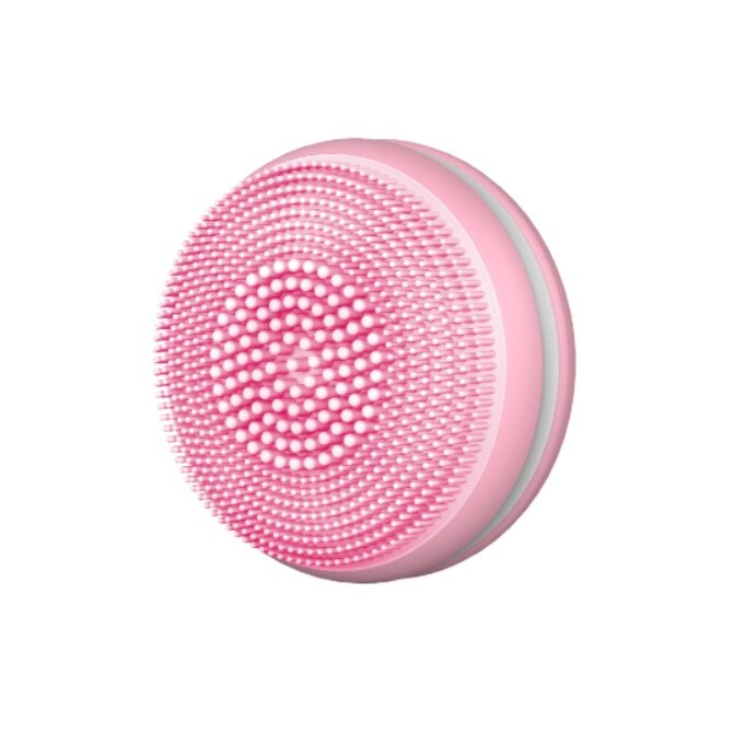 Perie faciala Mini Macaron Nolar Brush, speciala pentru curatarea faciala si demachiere, waterproof, 3 moduri de vibratie, exfoliere si masaj, Roz pal