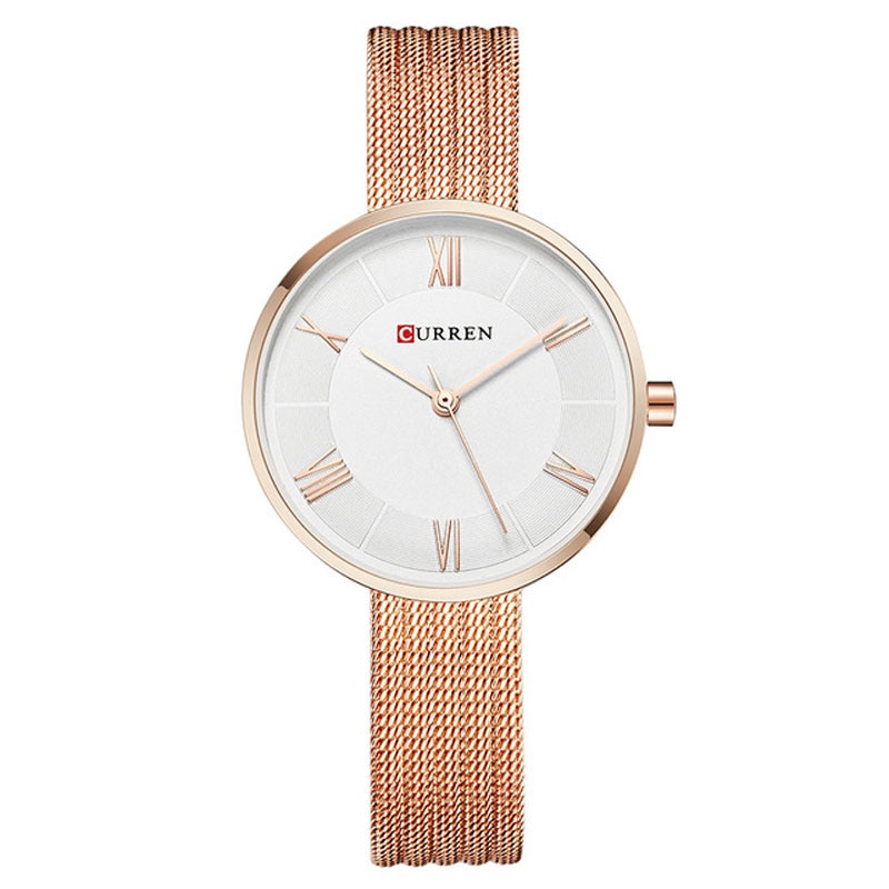 Ceas Curren Dama Quartz Casual Elegant Rose, PN999395RE, curea din metal (mesh), afisaj Analog