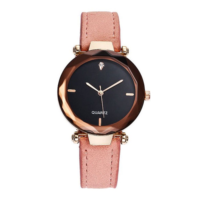 Ceas Duoya Dama Quartz Casual Elegant Roz, PN999406RZ, curea din piele, afisaj Analog