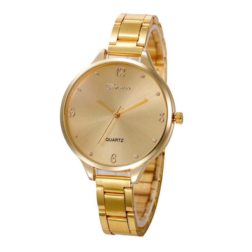 Ceas Geneva Dama Quartz Casual Elegant Gold, PN999970GD, curea din metal (zale), afisaj Analog