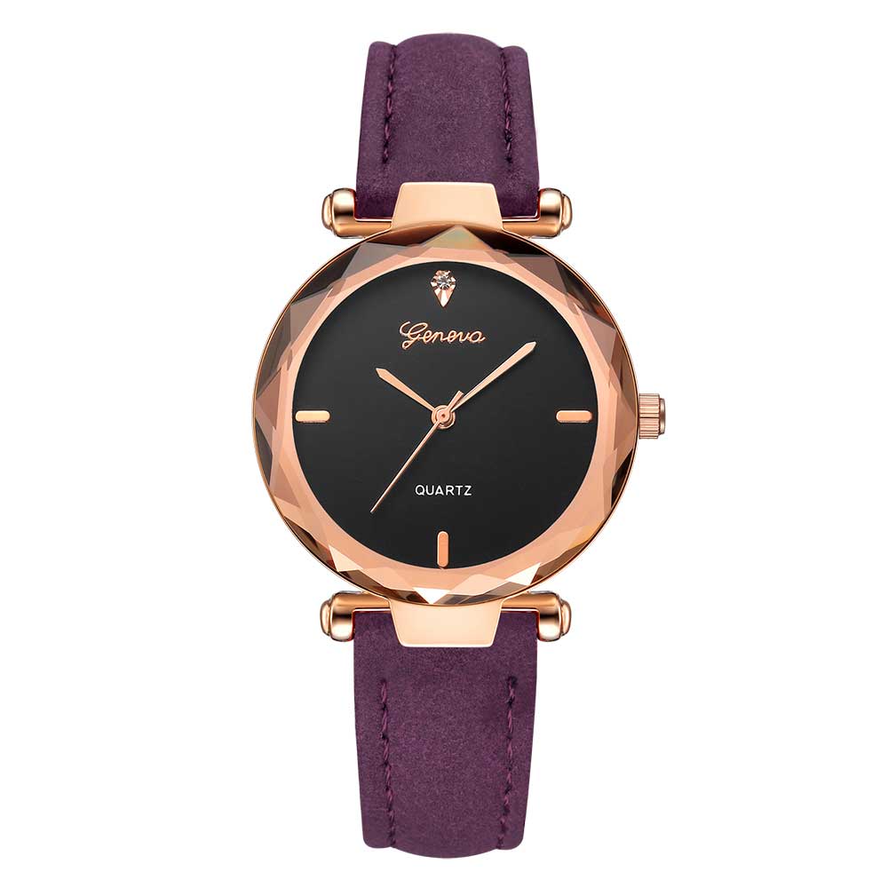 Ceas Geneva Dama Quartz Casual Elegant Mov, PN999255MV, curea din piele, afisaj Analog
