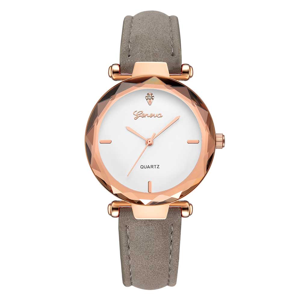 Ceas Geneva Dama Quartz Casual Elegant Bej, PN999255BJ, curea din piele, afisaj Analog