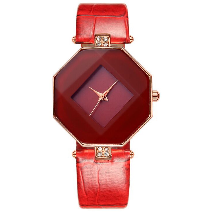 Ceas Geneva Dama Quartz Casual Elegant Rosu, PN999855RU, curea din piele, afisaj Analog