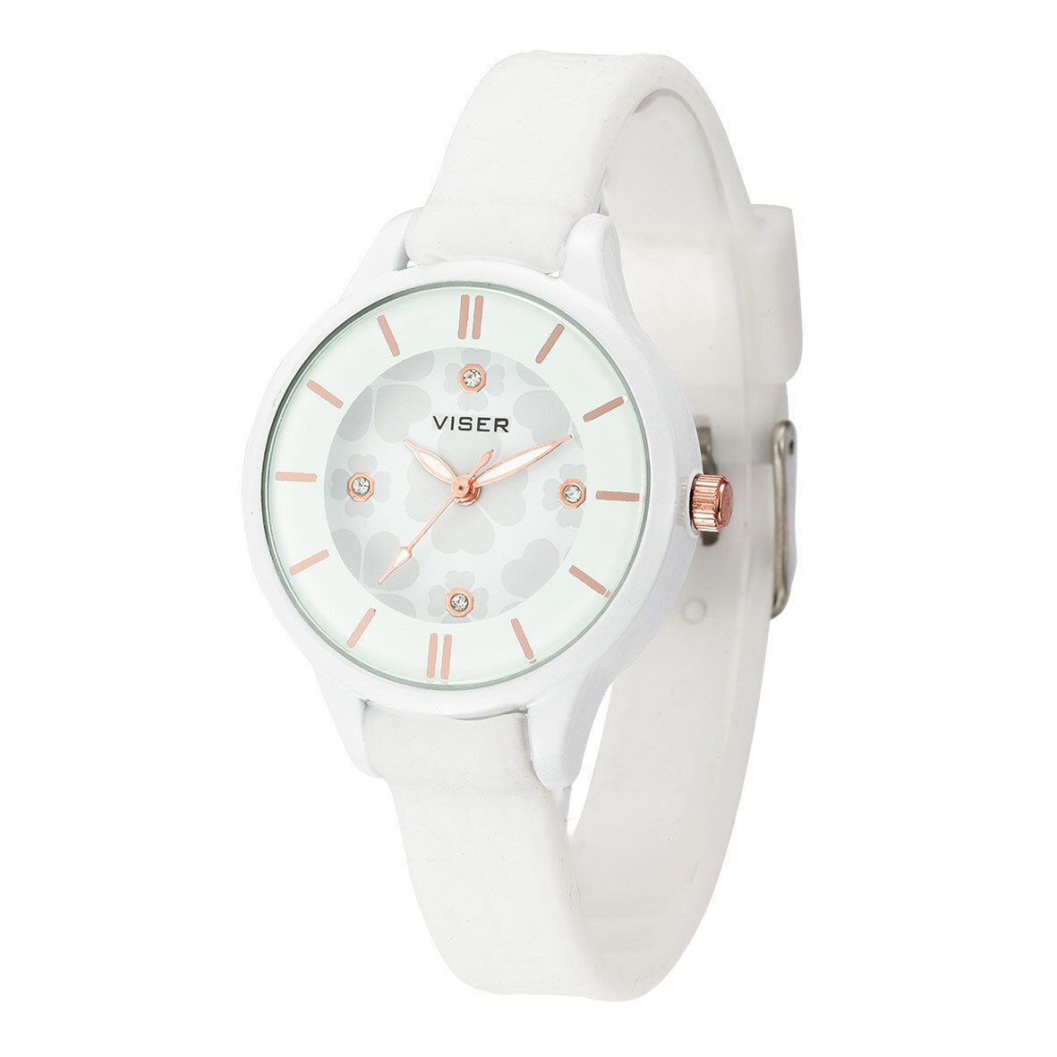 Ceas Viser Dama Quartz Casual Elegant Alb, PN999979AB, curea din silicon, afisaj Analog