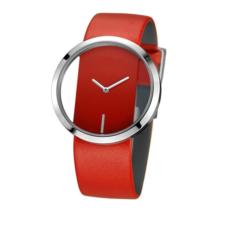 Ceas Geneva Dama Quartz Elegant Rosu, PN999218RU, curea din piele, afisaj Analog
