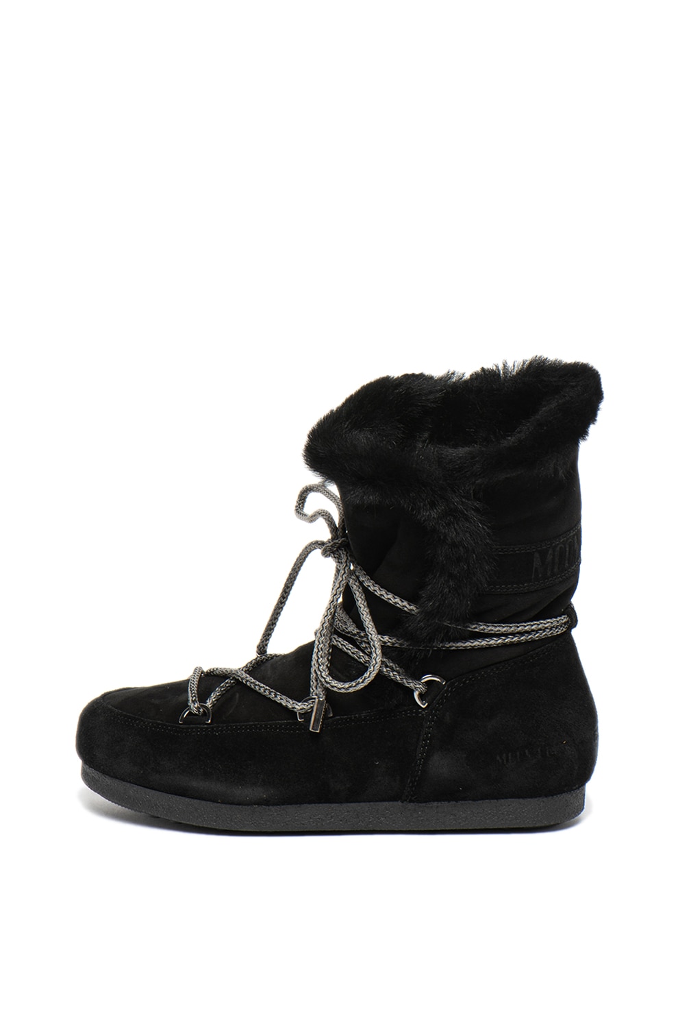 Moon Boot, Ghete din piele intoarsa cu captuseala din piele de oaie, Negru, 36