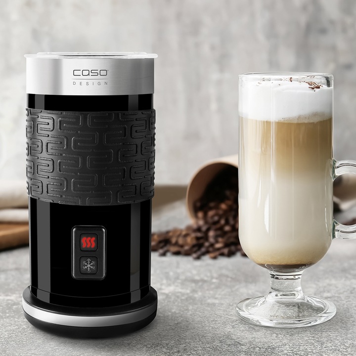 Aparat pentru spuma de lapte Caso, 1656 Fomini Crema, bauturi calde/reci, maner izolat termic, soft touch, ideal pentru latte, cappuccino, frappe, usor de folosit, negru/inox