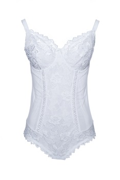 Body tip corset, modelator, fara burete, din dantela, tul si microfibra, Colectie frantuzeasca S Complexe Arum, Alb Body tip corset, modelator, fara burete, din dantela, tul si microfibra, Colectie frantuzeasca S Complexe Arum, Alb