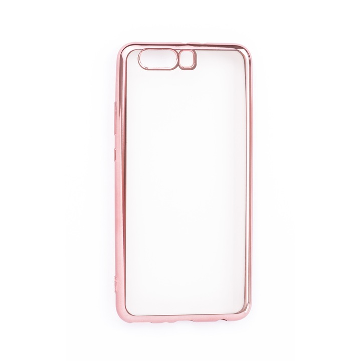 Прозрачен силиконов кейс с цветни краища за Huawei P10 Plus, Case, Мек, Розов