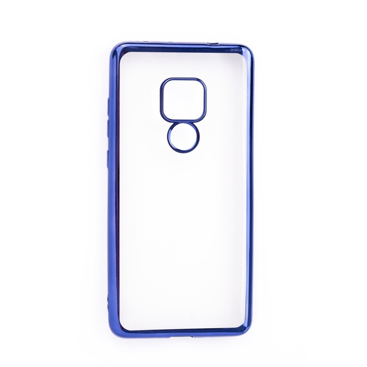Прозрачен силиконов кейс с цветни краища за Huawei Mate 20, Case, Мек, Син