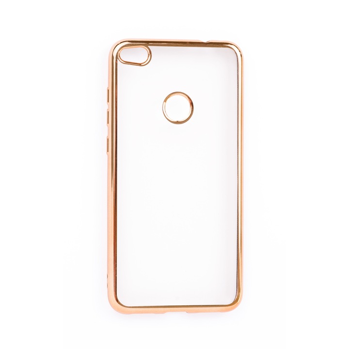 Прозрачен силиконов кейс с цветни краища за Huawei Honor 8 Lite, Case, Мек, Златист