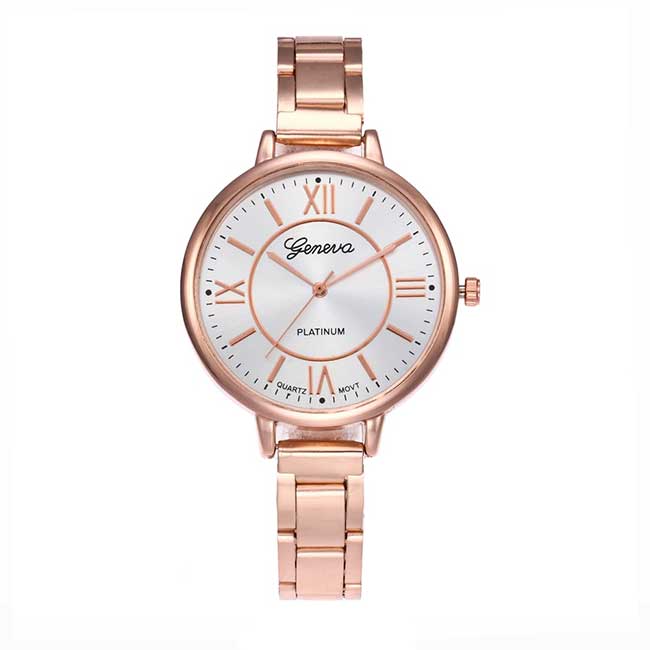 Ceas Geneva Dama Quartz Casual Elegant Rose, PN999824RE, curea din metal (zale), afisaj Analog