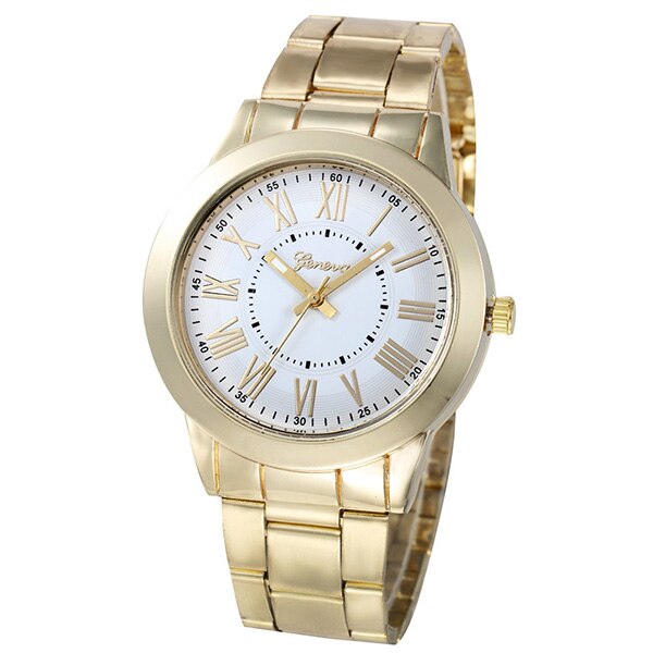 Ceas Geneva Dama Quartz Casual Elegant Alb, PN999915AB, curea din metal (zale), afisaj Analog