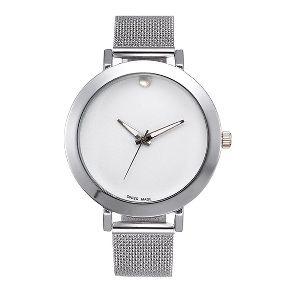 Ceas Geneva Dama Quartz Casual Elegant Alb, PN999914AB, curea din metal (mesh), afisaj Analog