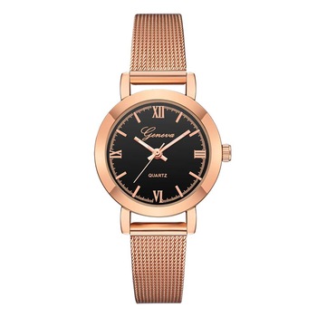 Ceas Geneva Dama Quartz Casual Elegant Rosegold-negru, PN999280RNU, curea din metal (mesh), afisaj Analog Ceas Geneva Dama Quartz Casual Elegant Rosegold-negru, PN999280RNU, curea din metal (mesh), afisaj Analog