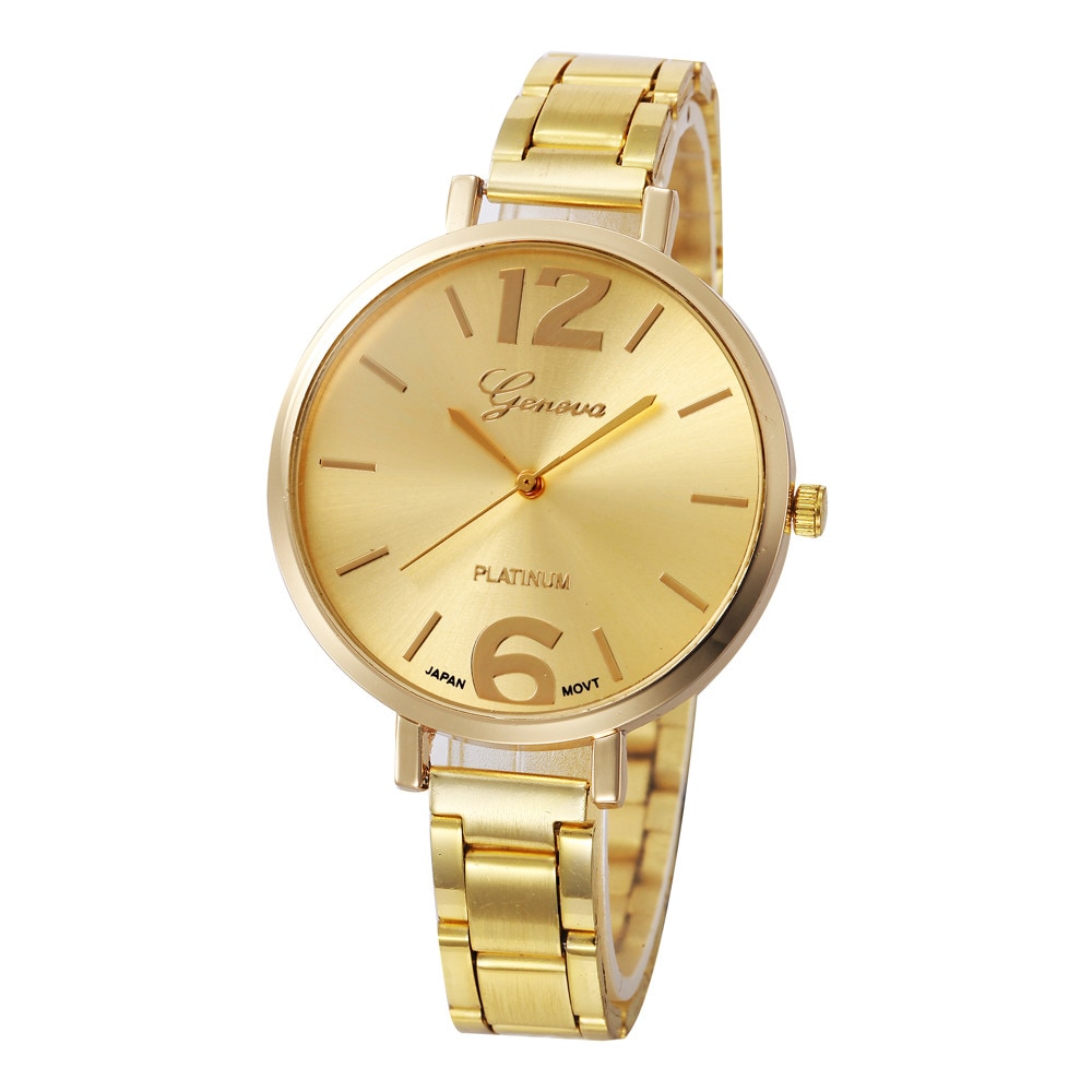 Ceas Geneva Dama Quartz Casual Elegant Gold, PN999968GD, curea din metal (zale), afisaj Analog