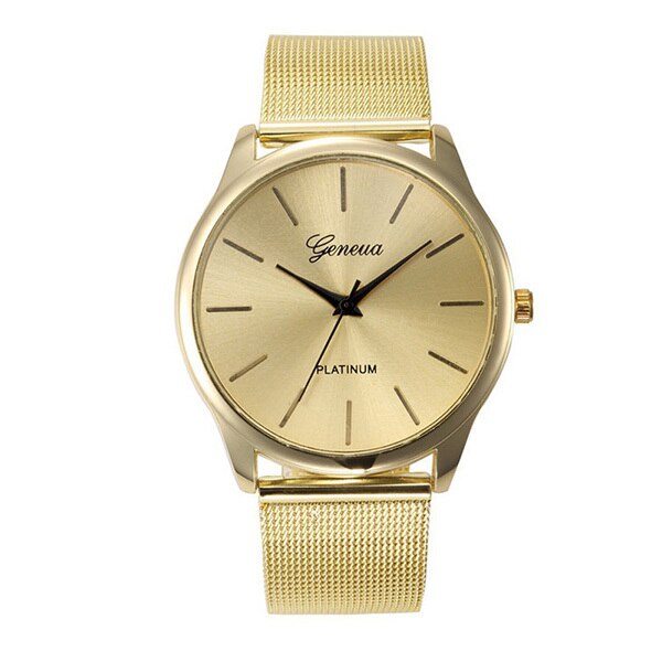 Ceas Geneva Dama Quartz Casual Elegant Gold, PN999821GD, curea din metal (mesh), afisaj Analog
