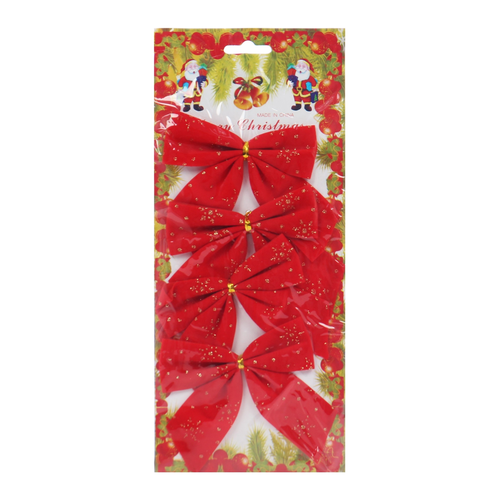 Set 4 fundite decorative iMKⓇ, Panglica rosie catifetala, Rosu/Auriu, Usor de intretinut