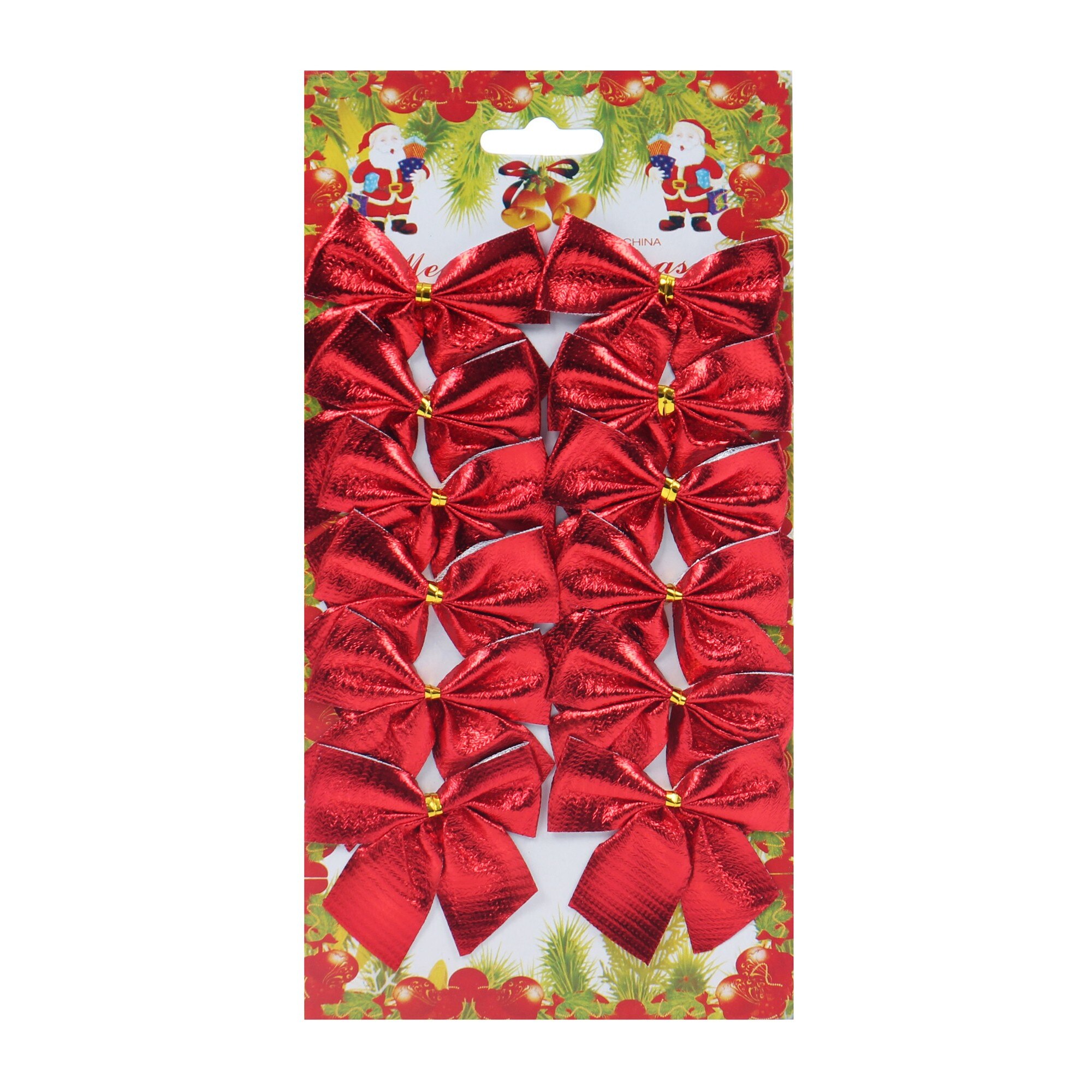 Set 12 fundite iMKⓇ, Din poliester, Panglica rosie catifetala, Rosu, Durabile, AN