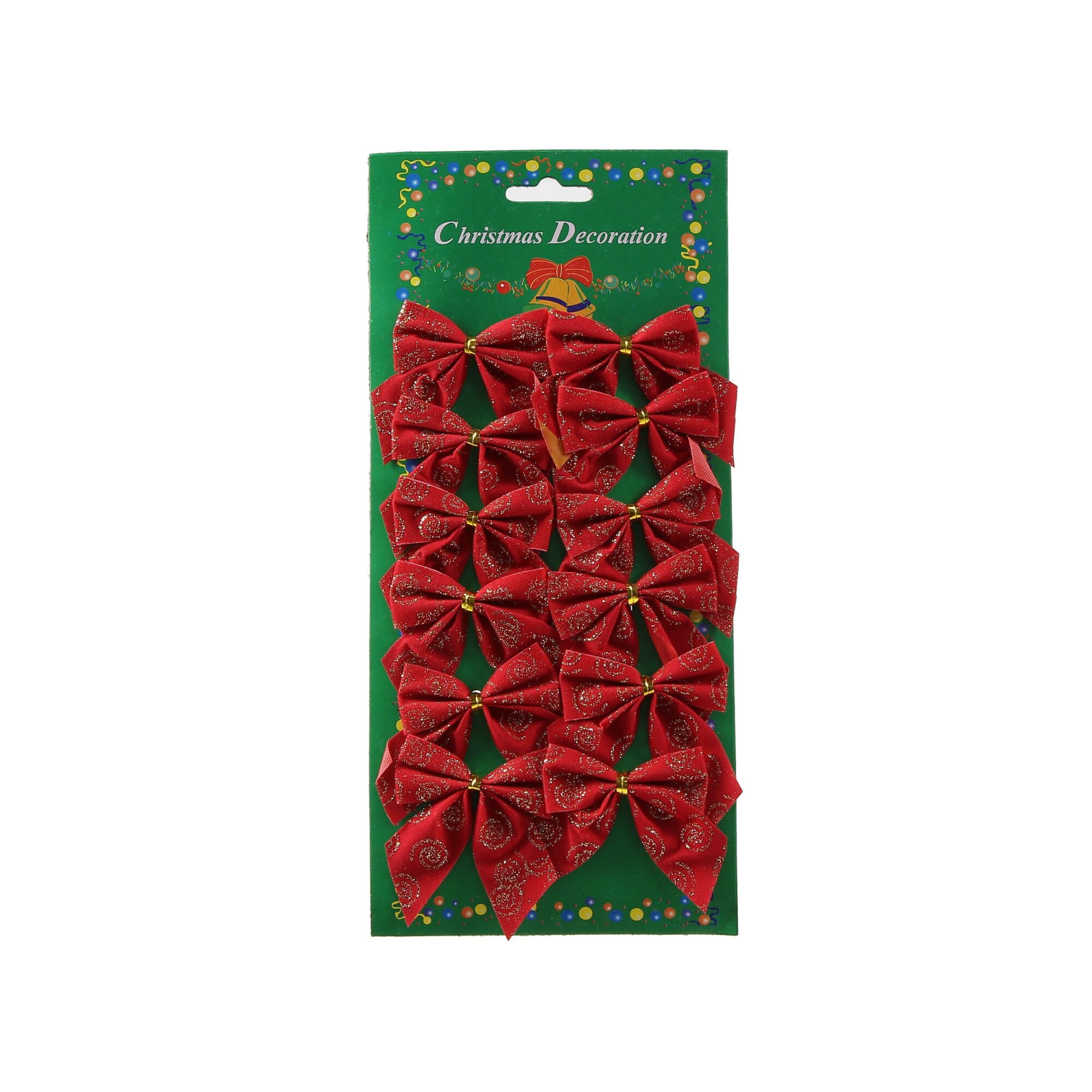 Set 12 fundite decorative iMKⓇ, Din polistiren, Din panglica rosie catifetala, Usor de pastrat