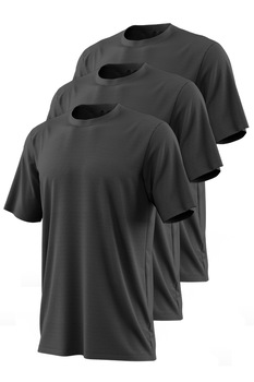 Set 3 Tricouri Negre Simple Barbati, Model Elegant, 100% bumbac, Negru Set 3 Tricouri Negre Simple Barbati, Model Elegant, 100% bumbac, Negru