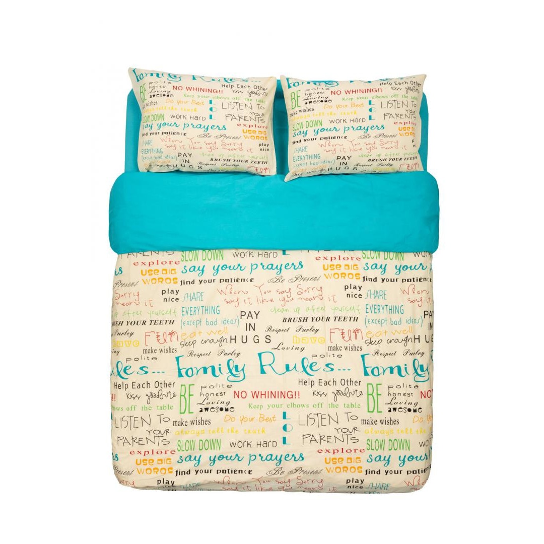 Lenjerie de pat pentru 2 persoane Heinner Home, 100% bumbac, 4 piese, 144TC, Family