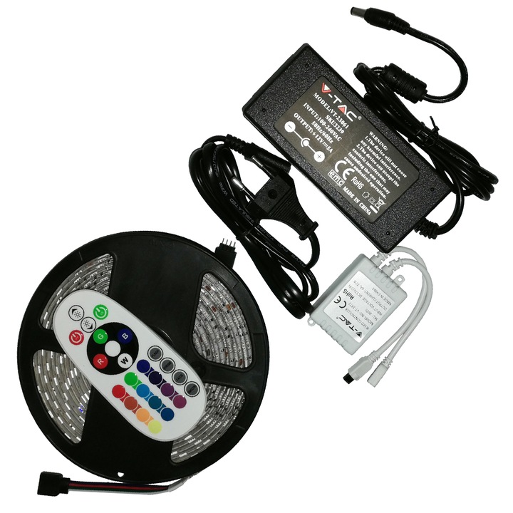 Kit Banda LED RGB 5050 30 led/M IP65 cu telecomanda si sursa