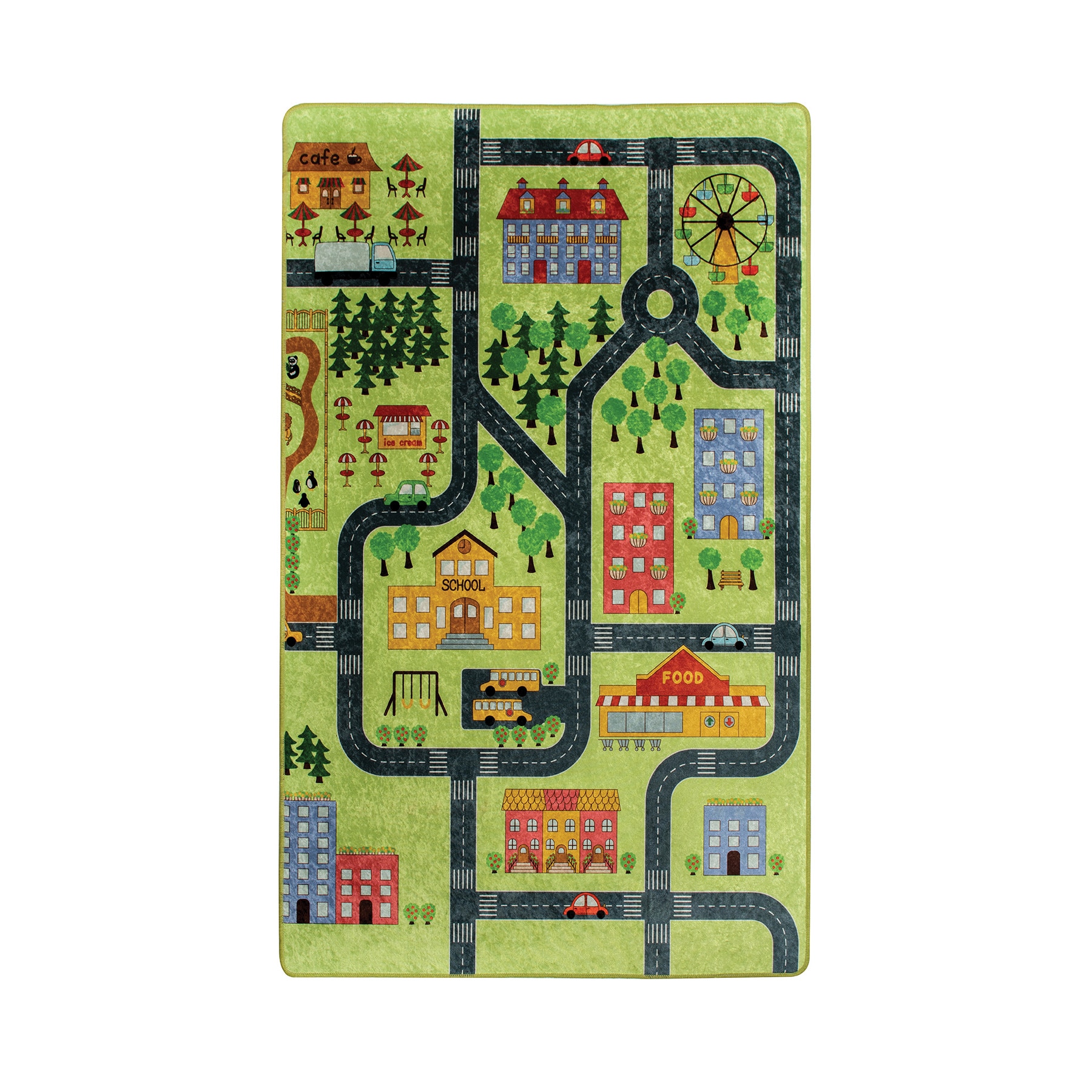 Covor Copii, SMALL TOWN Verde,100 cm x 160 cm, Casafun