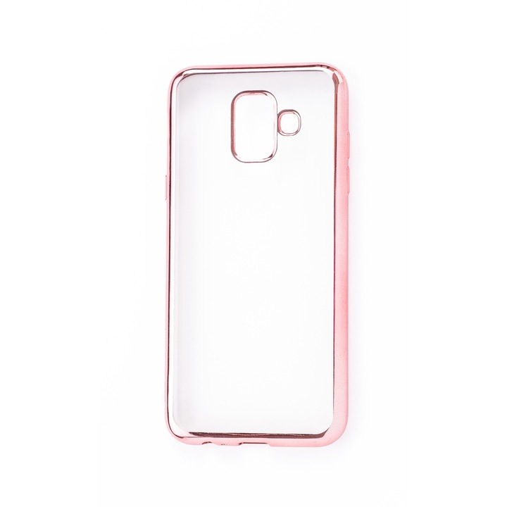 Прозрачен силиконов кейс с цветни краища за Samsung Galaxy J6 (2018)/J600F, Case, Мек, Розов