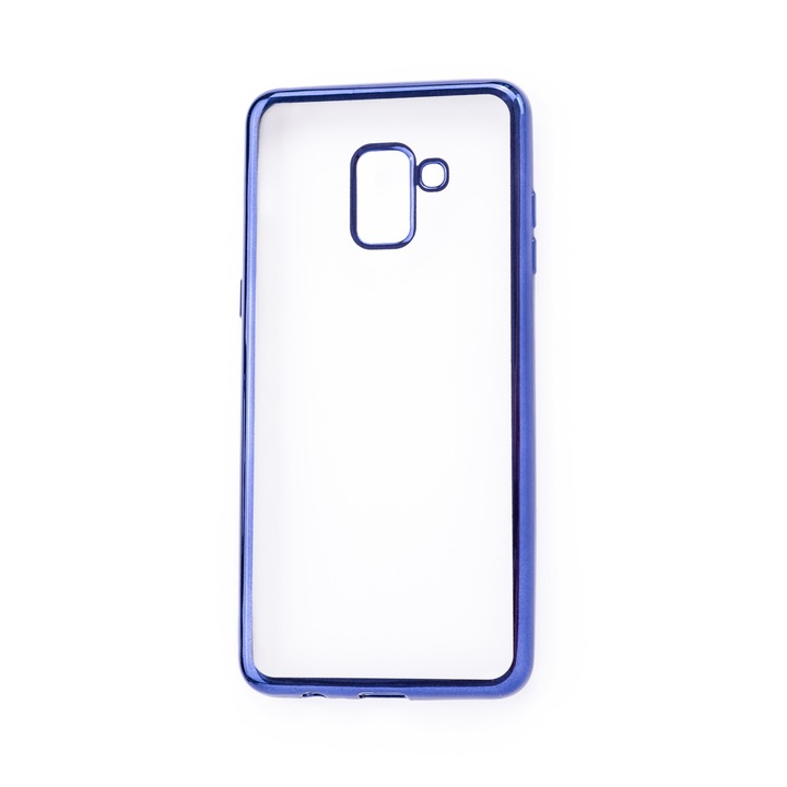 Прозрачен силиконов кейс с цветни краища за Samsung Galaxy A8 (2018)/A530FD, Case, Мек, Син