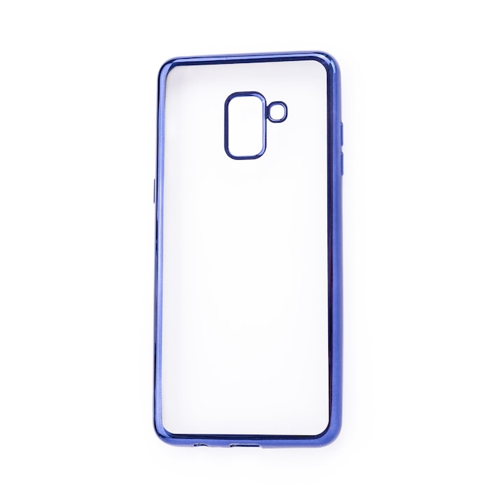 Прозрачен силиконов кейс с цветни краища за Samsung Galaxy A8 Plus (2018)/A730FD, Case, Мек, Син