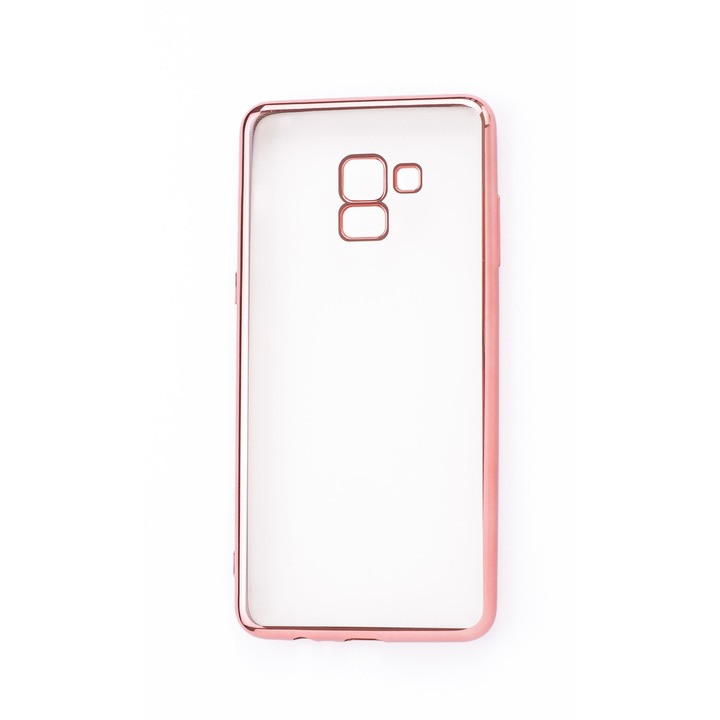 Прозрачен силиконов кейс с цветни краища за Samsung Galaxy A8 Plus (2018)/A730FD, Case, Мек, Розов