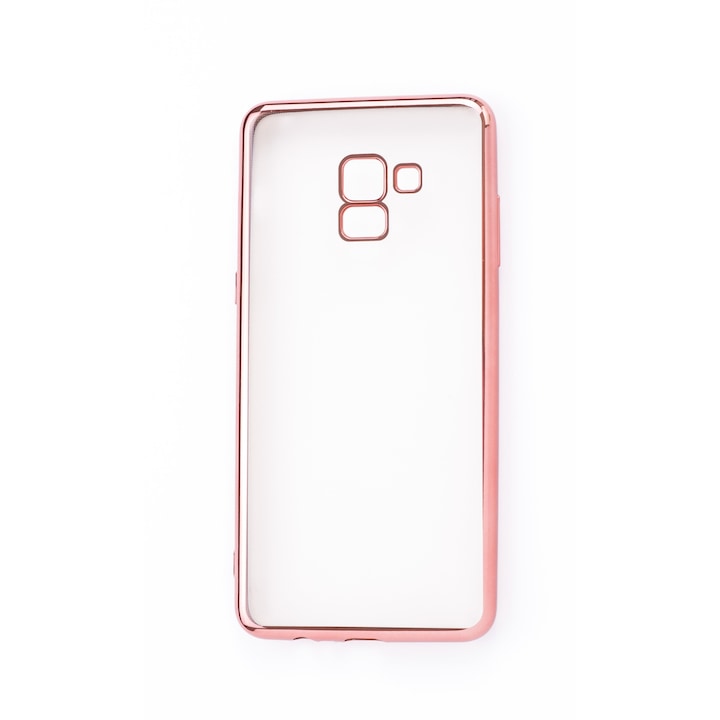 Прозрачен силиконов кейс с цветни краища за Samsung Galaxy A8 (2018)/A530FD, Case, Мек, Розов