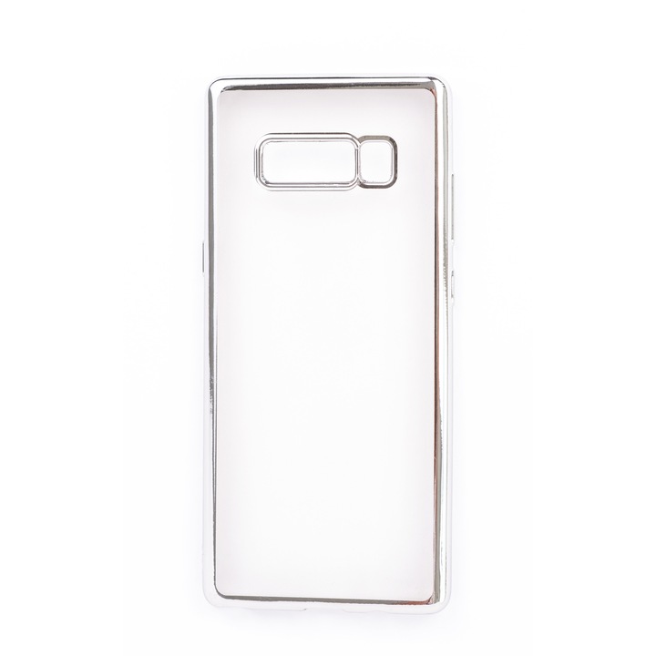 Прозрачен силиконов кейс с цветни краища за Samsung Galaxy Note 8, Case, Мек, Сребрист