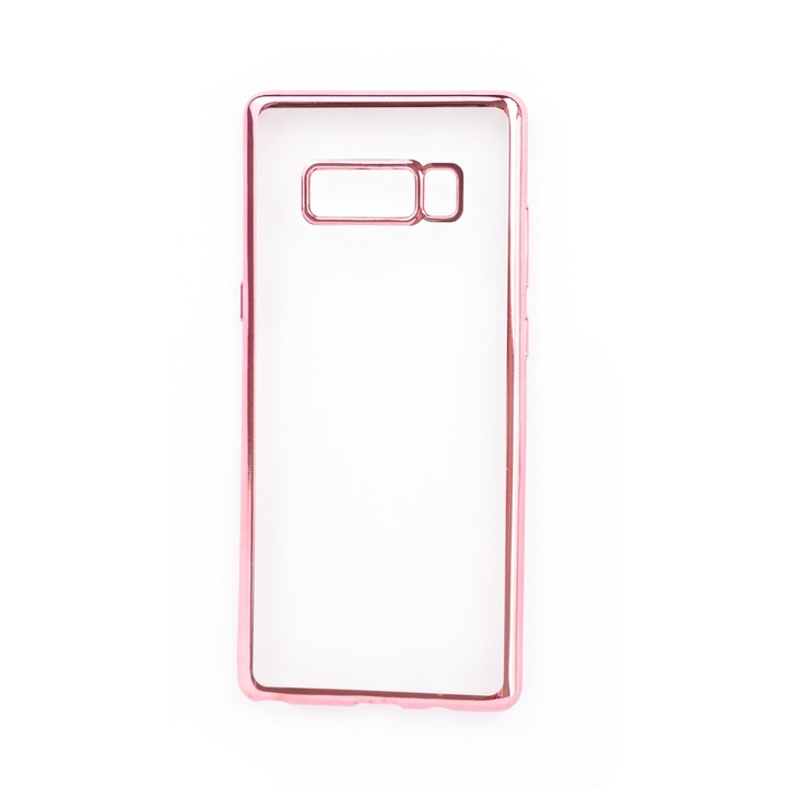 Прозрачен силиконов кейс с цветни краища за Samsung Galaxy Note 8, Case, Мек, Розов