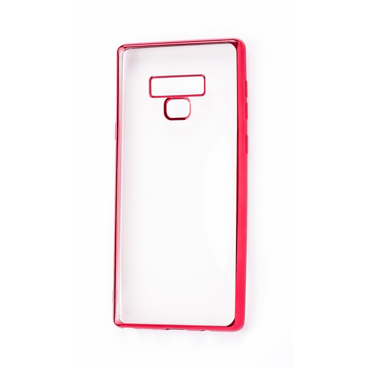 Прозрачен силиконов кейс с цветни краища за Samsung Galaxy Note 9, Case, Мек, Червен