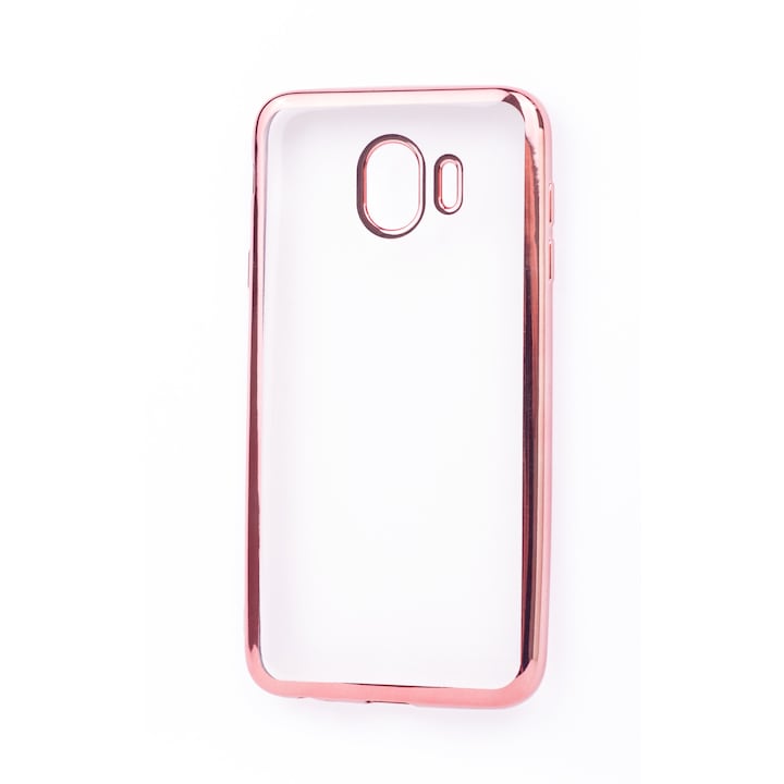Átlátszó szilikon tok színes élekkel Samsung Galaxy J4 (2018)/J400F készülékhez, tok, puha, rózsaszín