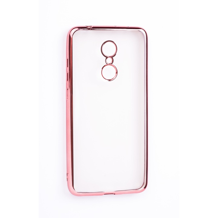 Прозрачен силиконов кейс с цветни краища за Xiaomi Redmi 5, Case, Мек, Розов