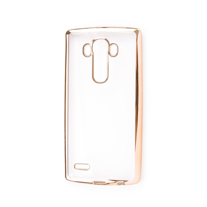 Прозрачен силиконов кейс с цветни краища за LG G3, Case, Мек, Златист