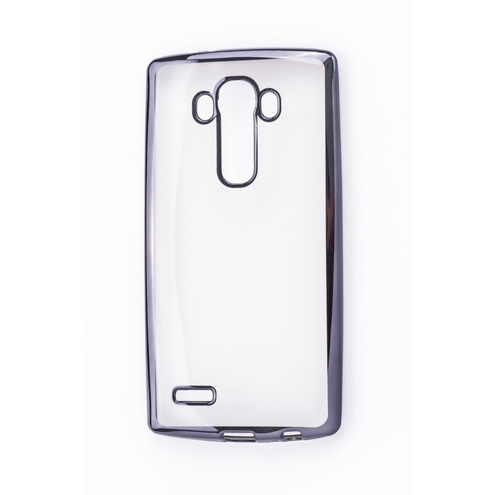 Прозрачен силиконов кейс с цветни краища за LG G4, Case, Мек, Черен